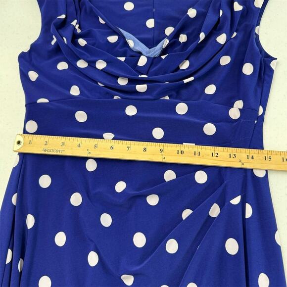Lauren Ralph Lauren‎ Petites Blue Polka Dot Sheath Dress Size 12 Preppy Classy - Picture 9 of 11